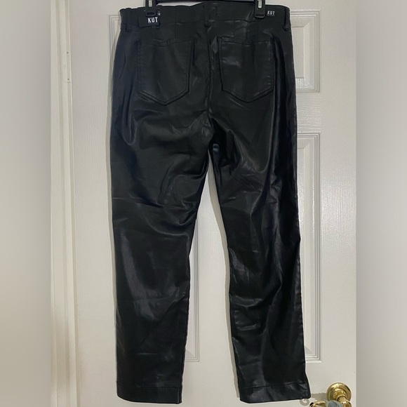 Kut from the Kloth Black Coated Reese Ankle Straight Pants Size 14 Nightclub NWT - Picture 5 of 15